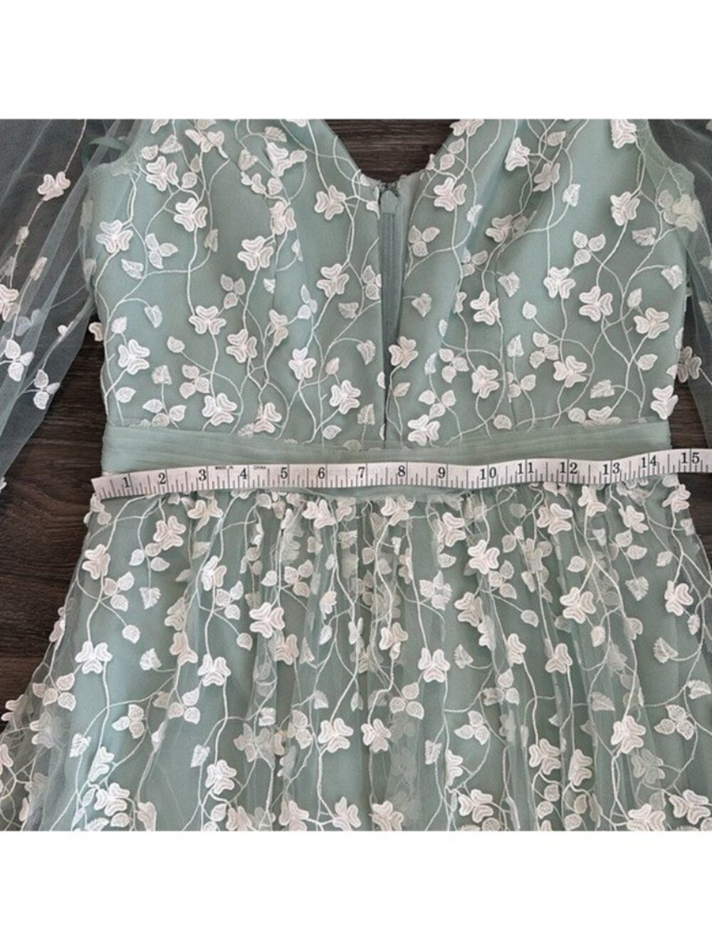 bcbgmaxazria 6 Cheyenne Appliqué Mint Lace Evening Dress Light Green Gown Prom - Picture 13 of 16